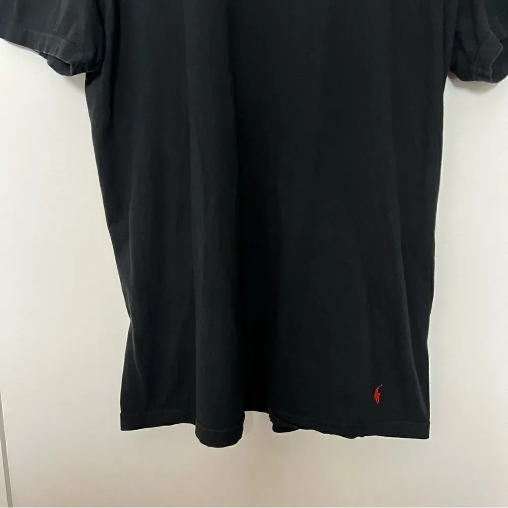 Polo Ralph Lauren T-Shirt Mens Large Black Solid Short Sleeve Logo Preppy Cotton